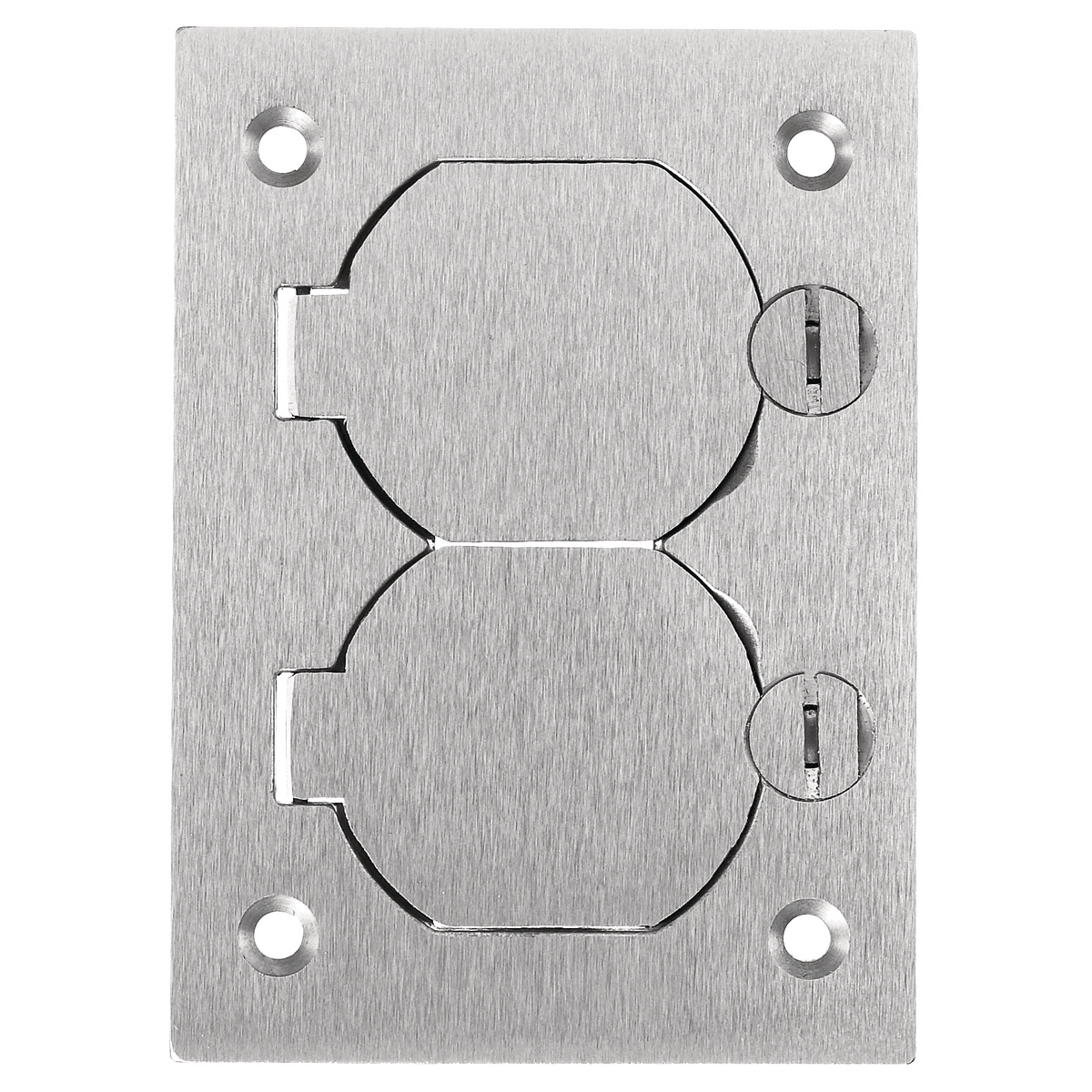 Flush Concrete Floor Box Series, 1-Gang Cover, Rectangular, Duplex Flap, Aluminum