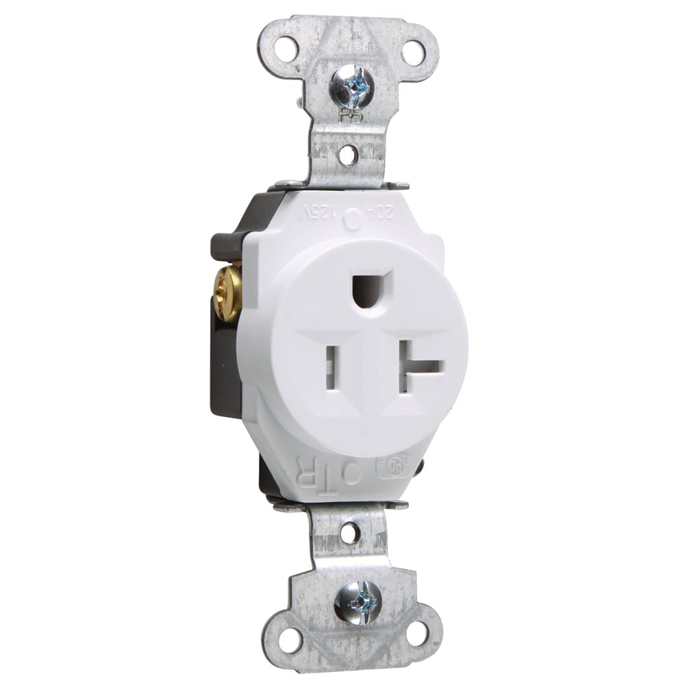 Tamper-Resistant Construction Spec Grade Single Receptacle Back and, Side Wire 20amp 125volt White