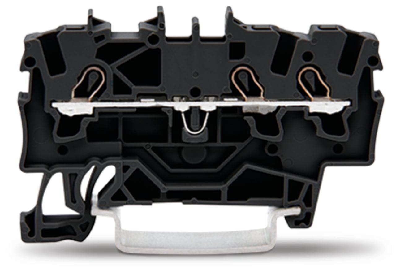 3-conductor through terminal block; 1.5 mm; suitable for Ex e II applications; side and center marking; for DIN-rail 35 x 15 and 35 x 7.5; Push-in CAGE CLAMP; 1,50 mm; black