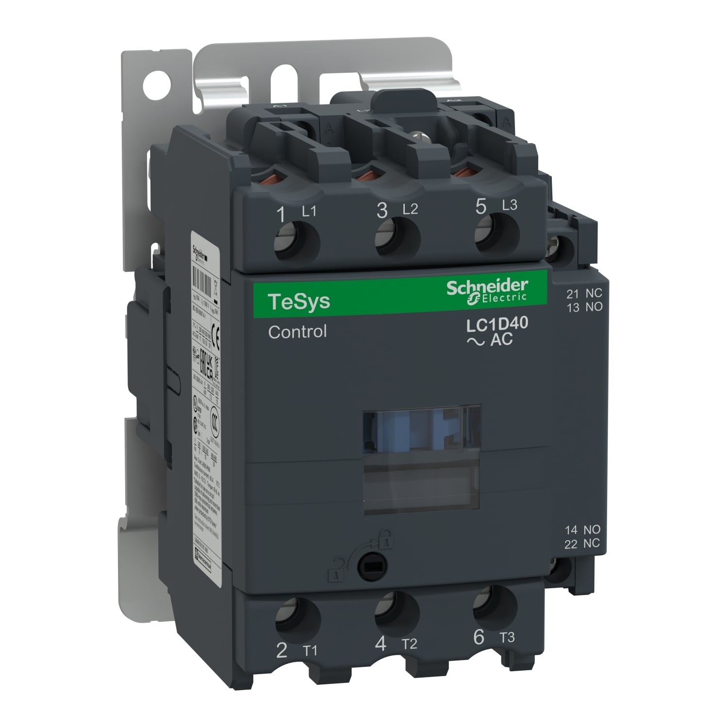 LC1D40B7 D-Line LC1D Contactor, 24 V AC V Coil, 60 A, 3NO Contact, 3 Poles