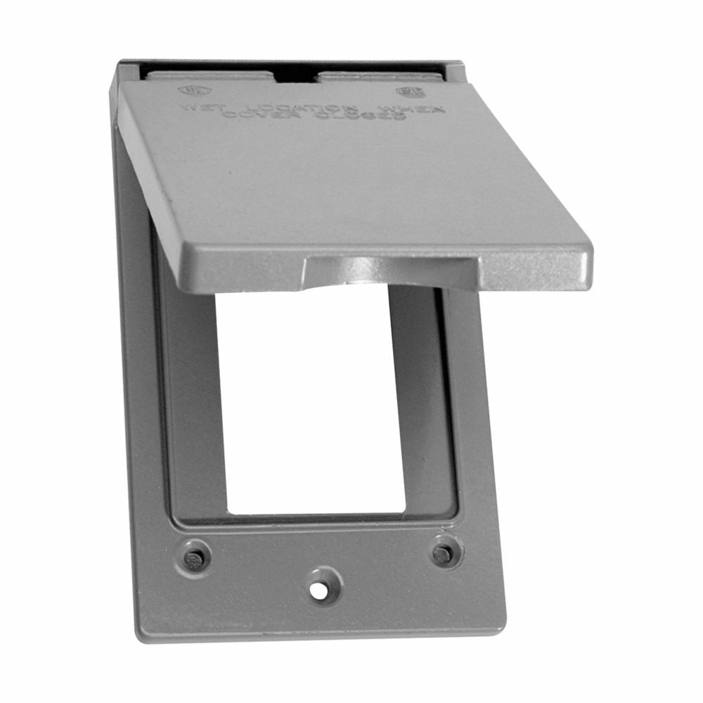 Eaton Crouse-Hinds series weatherproof self-closing cover, White, Die cast aluminum, Vertical, Single-gang, GFI devices