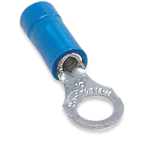 Insulated Vinyl Ring Terminal for Wire Range 16-14 Stud Size 5/16, Blue