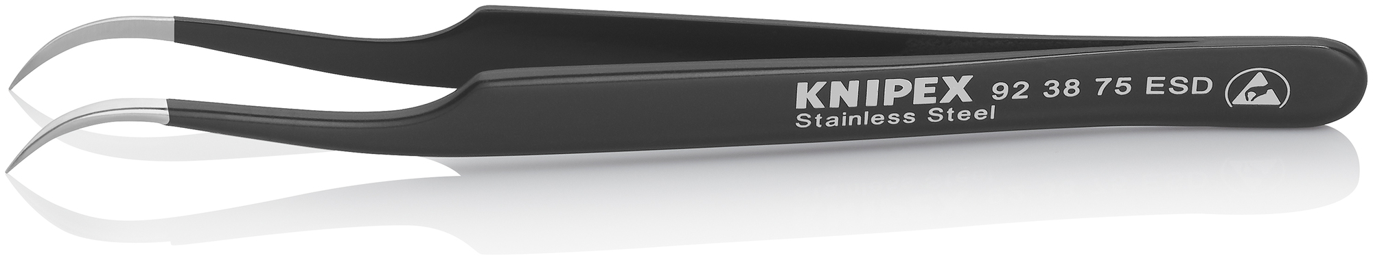 Stainless Steel Gripping Tweezers-Needle-Point Tips-ESD, 4 3/4 in., 0.25 mm TT, 0.30 mm TW