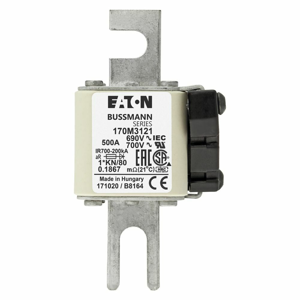 Fuse-link, high speed, 500 A, AC 690 V, compact DIN 1, 45 x 59 x 104 mm, aR, DIN, IEC, type K indicator