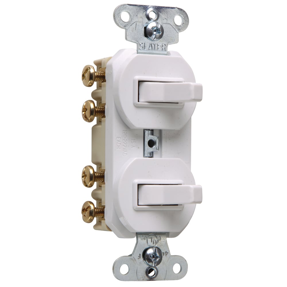 693W 3-Way Double Non-Grounding Combination Switch/Receptacle, 15 A, 120/277 V AC, 2 Poles