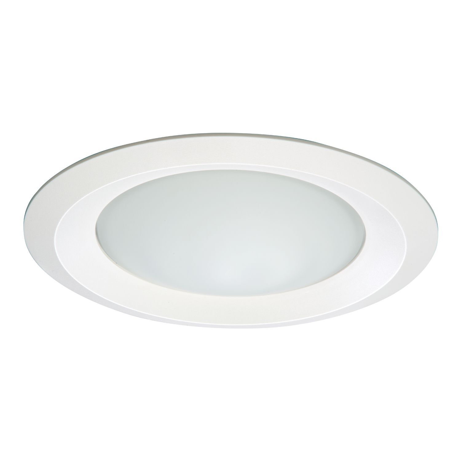 6" Frost Dome Glass Lens, White Plastic Self-Flange Ring, Showerlight