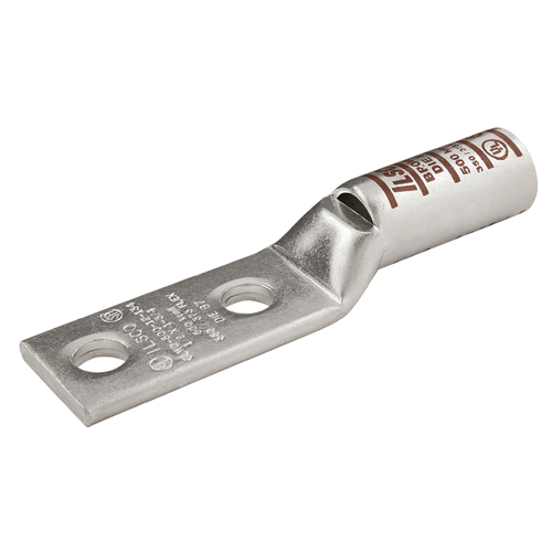 Surecrimp Copper Compression Lug, Conductor Size 300, 2 Holes, 1/2in Bolt Size, 1-3/4in Hole Spacing, Long Barrel, Sight Window, Tin Plated, UL, CSA