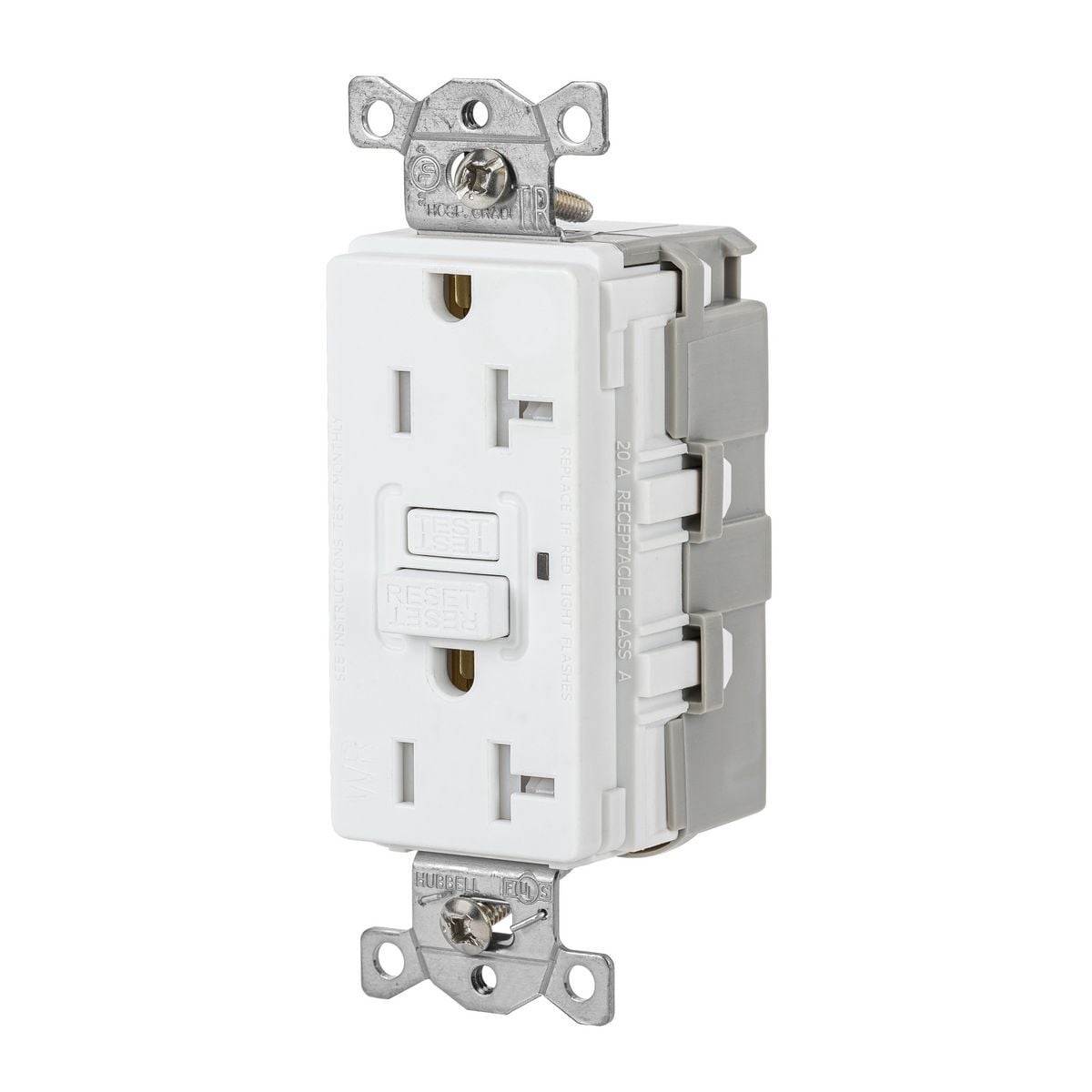 SNAPConnect Straight Blade GFCI Receptacle, 20A, Weather and Tamper Resistant, AUTOGUARD, Self-Test, 125V, 2-Pole 3-Wire Grounding, 5-20R.