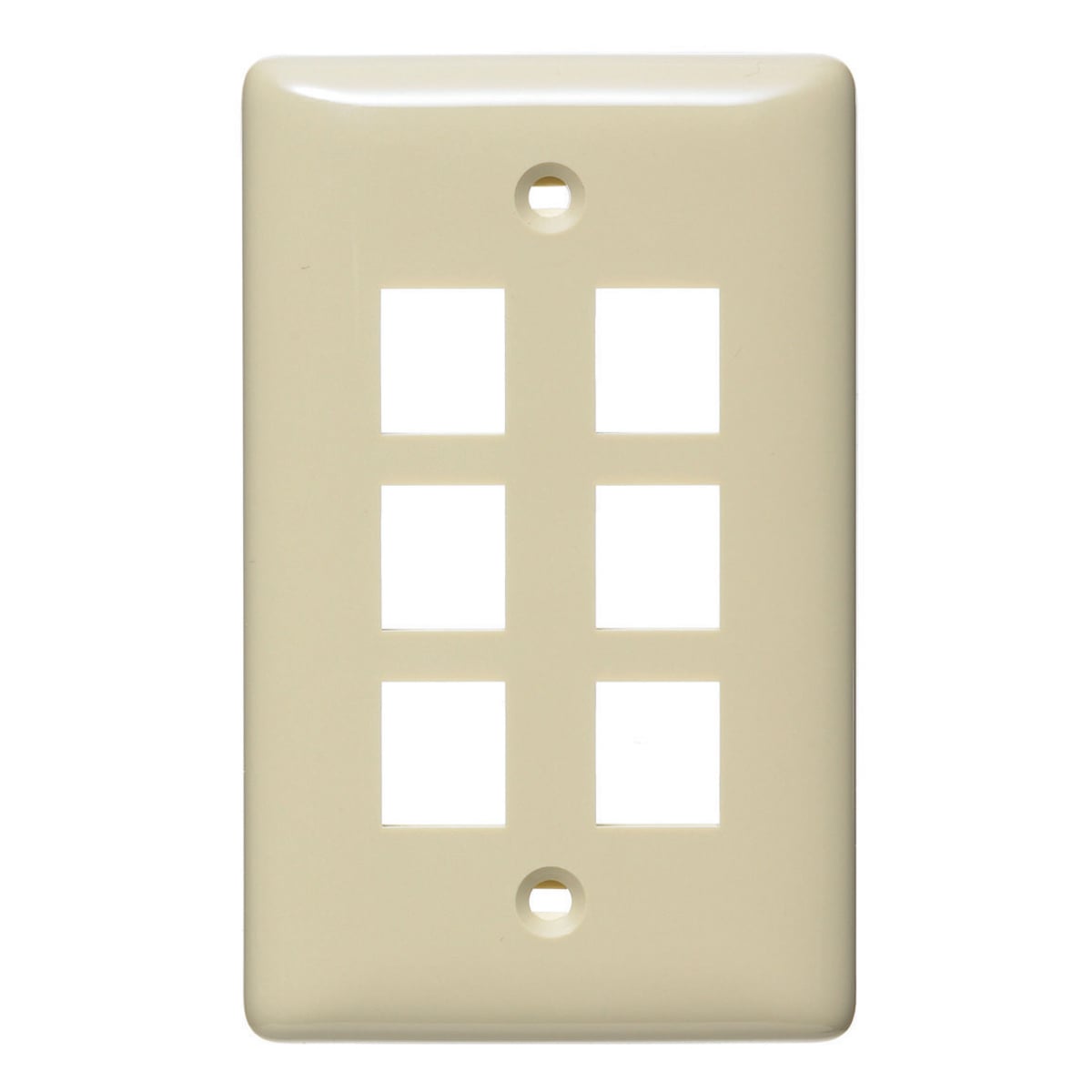 Plate, Wall, Label-Less, 1-Gang, 6- Port, Electric Ivory
