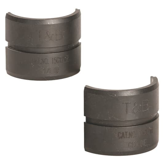 Figure 6 and Figure 8 Die Connector Element A and B - Connector 54900L, Cable Element A 250 kcmil - 500 kcmil Cable Element B #2 Str.- 250 kcmil, Ground Rod B 5/8 Inch- 3/4 Inch Rod, Rebar Element B 5/8 inch-3/4 Inch - #5 Rebar