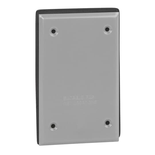 Single Gang Weatherproof Receptacle Cover, Silver, Aluminum, Blank, Box Mount