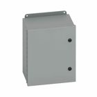 Eaton B-Line series JIC panel enclosure, 14" height, 6" length, 12" width, NEMA 4, Hinged cover, 4QT enclosure, Wall mount, Small single door, External mounting feet, Carbon steel, Seamless poured in-place gasket