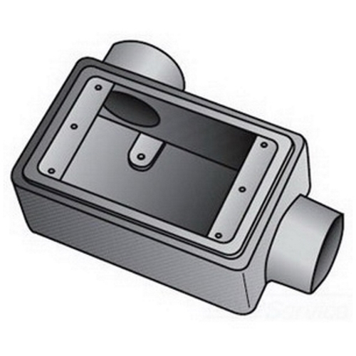 OZ-Gedney Type FDL Deep Cast Device Box, Number Of Outlet: 2, Gray Iron, Size: 3/4 IN, Ridge Top Construction, Cable Entry: (2) 3/4 IN Hubs, 28 CU-IN Capacity, No, 2-15/16 IN Width, 3-1/16 IN Depth, 4-11/16 IN Height, Finish: Zinc Electroplated With Aluminum Enamel, Third Party Certification: UL File Number E-18095, CSA 009795, Applicable Third Party Standards: UL 514A, CSA C22.2 No.18, Federal Specification A-A-50563, NEMA : FB-1, For Rigid Conduit And IMC
