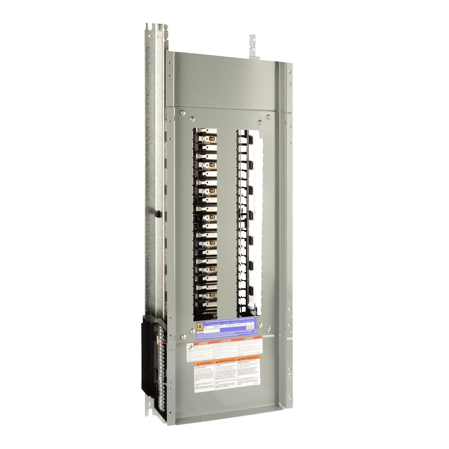 Panelboard interior, NQ, main lugs, 225A, Cu bus, 42 pole spaces, 3 phase, 4 wire, 240VAC, 48VDC, 14in W