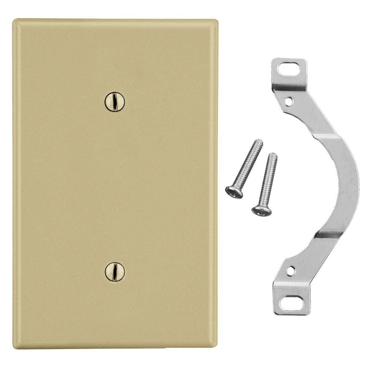 Wallplate, 1-Gang, Strap Mount Blank, Ivory