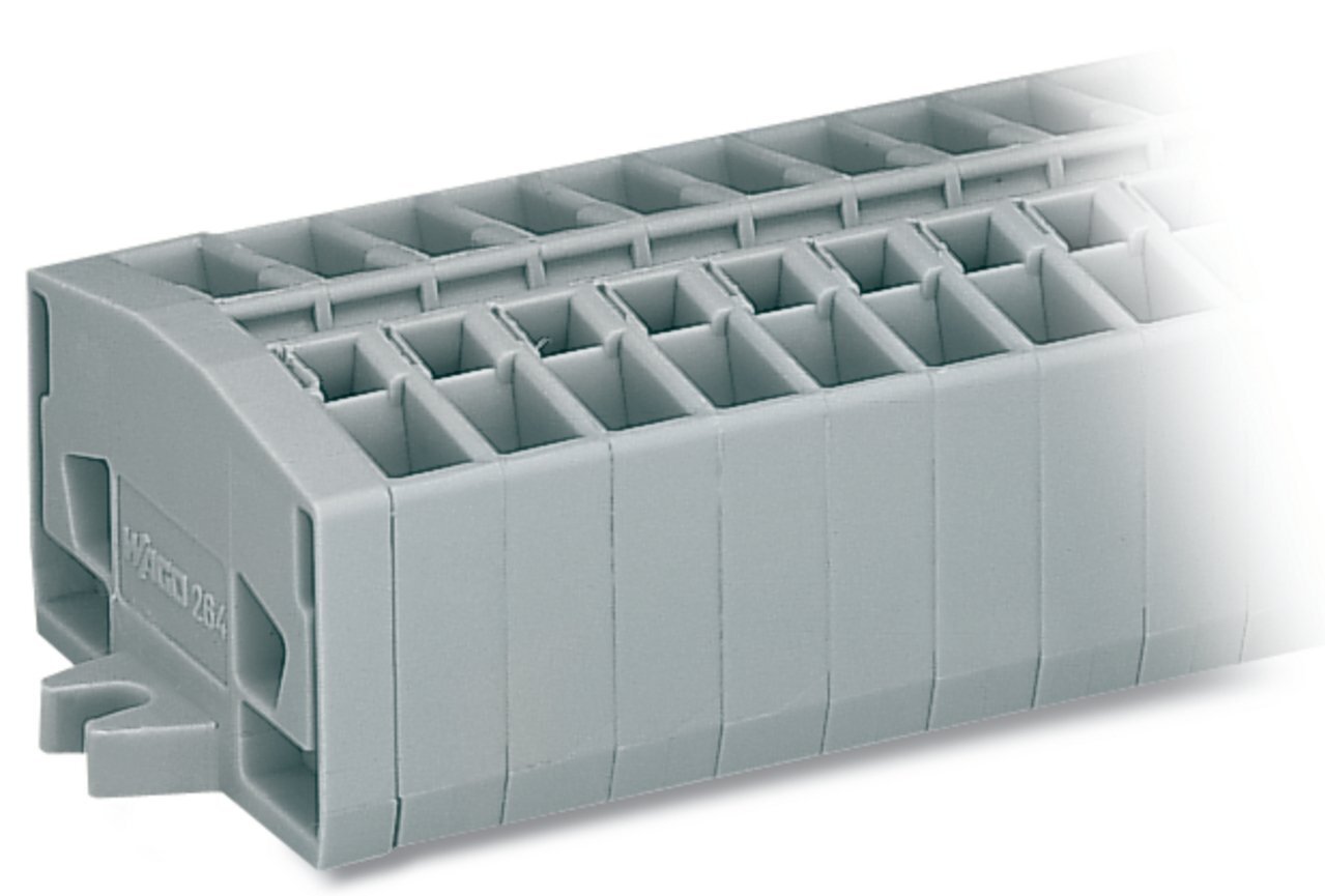 2-conductor terminal strip; without push-buttons; with fixing flanges; 9-pole; for screw or similar mounting types; Fixing hole 3.2 mm ; 2.5 mm; CAGE CLAMP; 2,50 mm; gray