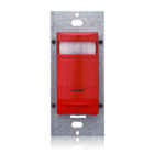 Passive Infrared Wallbox Occupancy Sensor, Dual Relay, Both Photocell Controlled,180D Field of View, Low Profile, Red