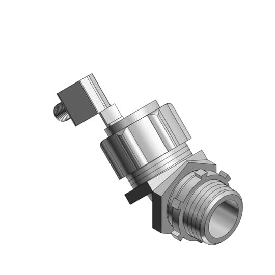 1-1/4 Inch 45 Degree Malleable Iron External Bonding Liquidtight Connector, Non-insulated