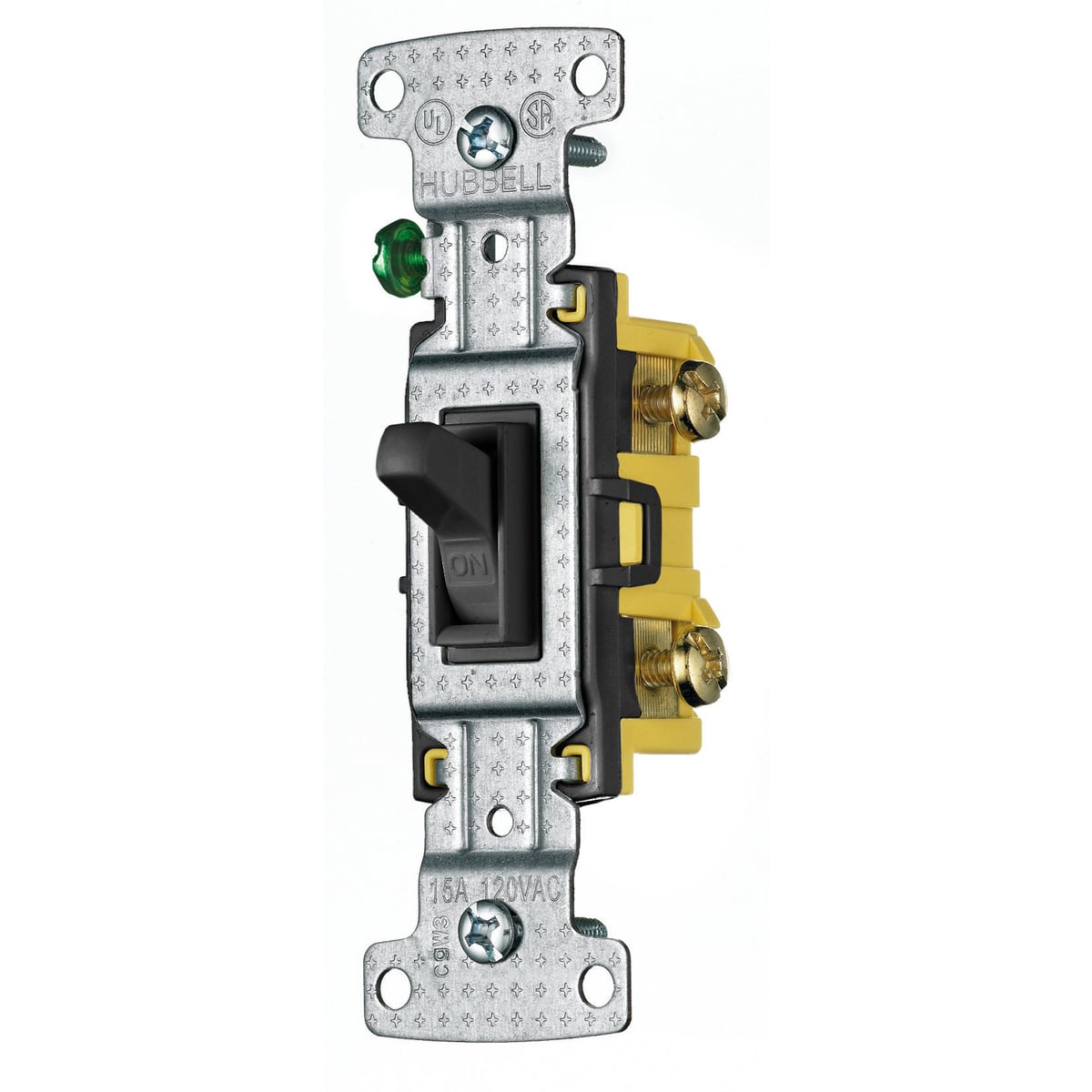 RS115BK Compact General Purpose Grounding Standard Toggle Switch, 120 V, 15 A, 1800 W Power Rating, 2-Position Contact