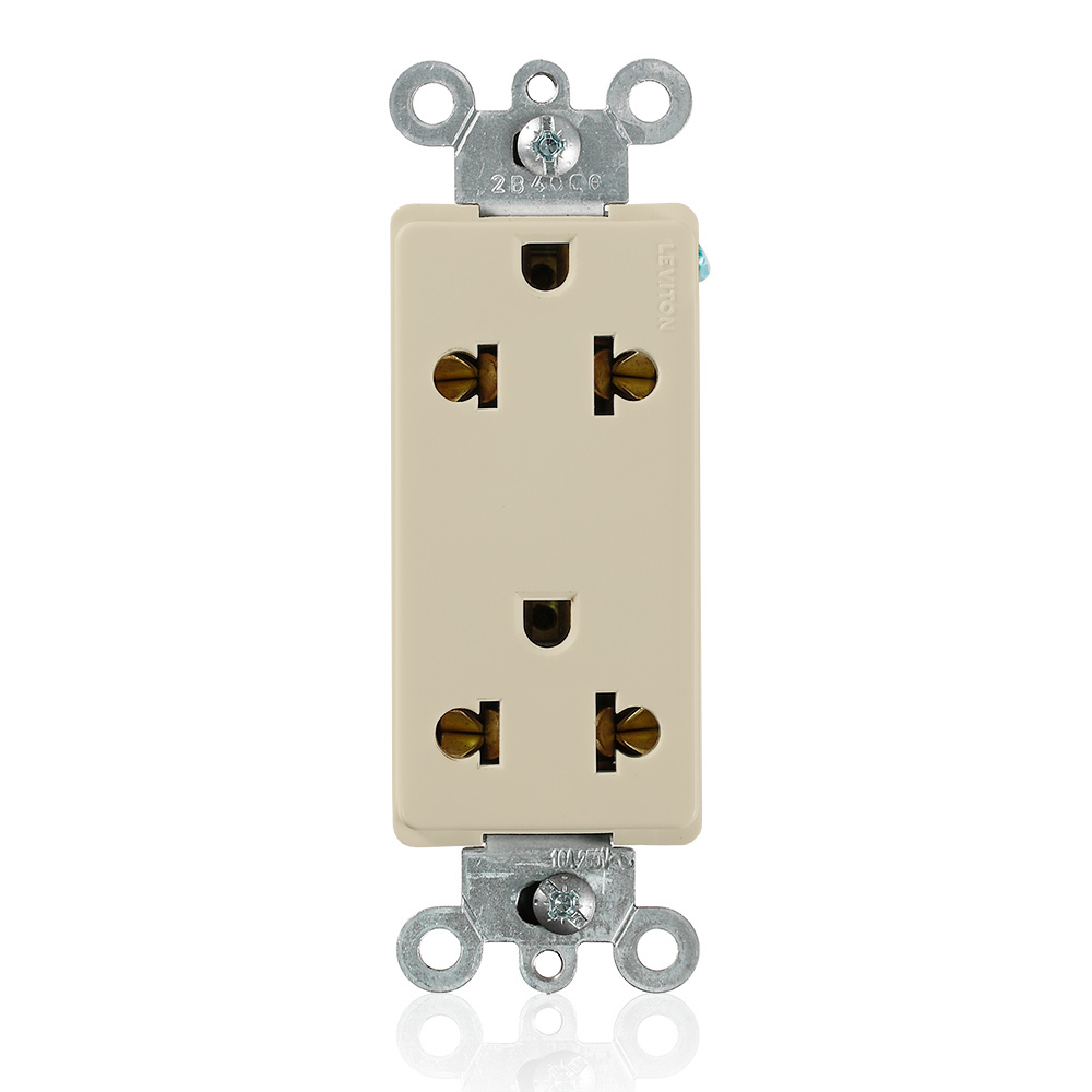 15-Amp, 125/250-Volt, Decora Universal Duplex Receptacle, Back and Side Wired, Ivory