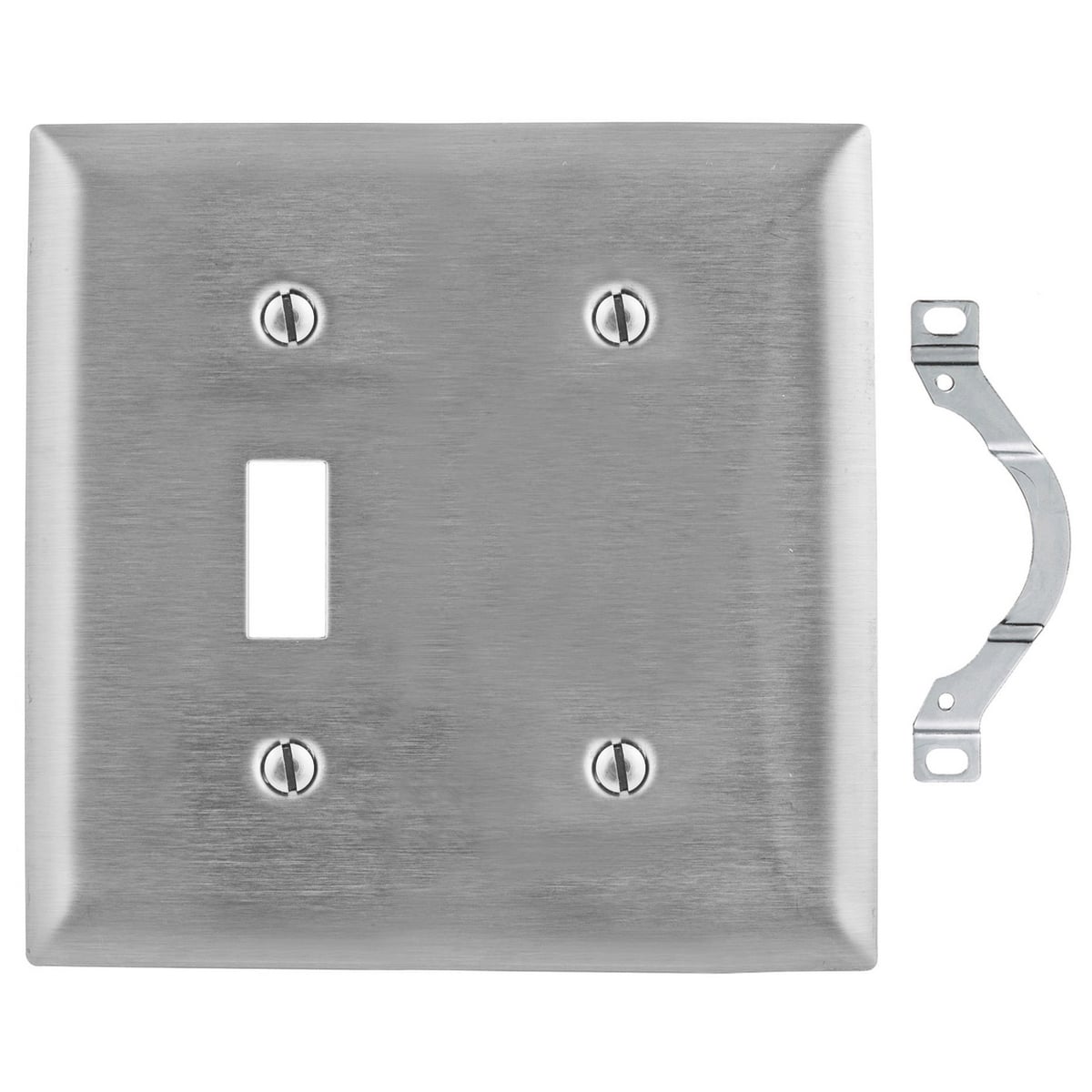 Wallplates and Boxes, Metallic Plates, 2- Gang, 1) Toggle Opening 1) Blank, Standard Size, Stainless Steel