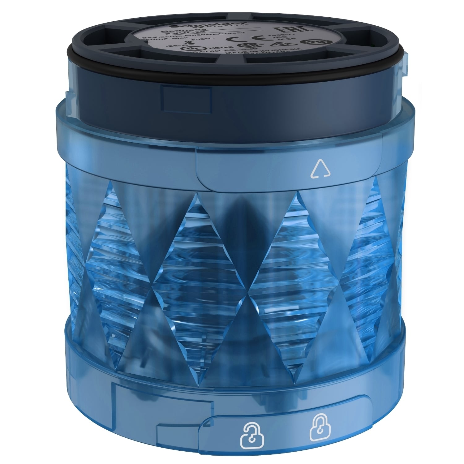 Modular tower light, Harmony XVU, illuminated LED units, blue, 60mm, steady, IP65, 24V AC DC