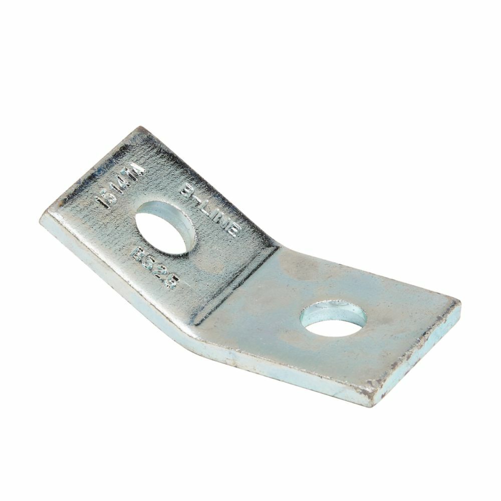 Eaton B-Line series open angle, 1.75" H x 3.37" L x 1.62" W, Steel, Electro-plated, 1/4" Gauge, Two hole short open angle, 30 deg