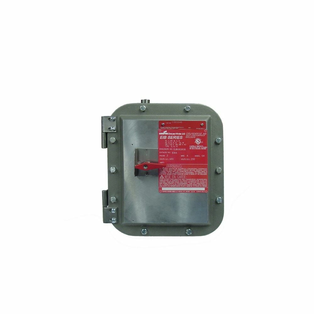 Eaton Crouse-Hinds series EIB circuit breaker, 100A, EG frame type, Bolted/ground joint cover construction, Copper-free aluminum, Cutler-Hammer breaker, Three-pole, 600 Vac