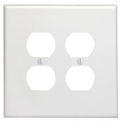 2-Gang Duplex Device Receptacle Wallplate, Oversized, Thermoset, Box Mount, Ivory