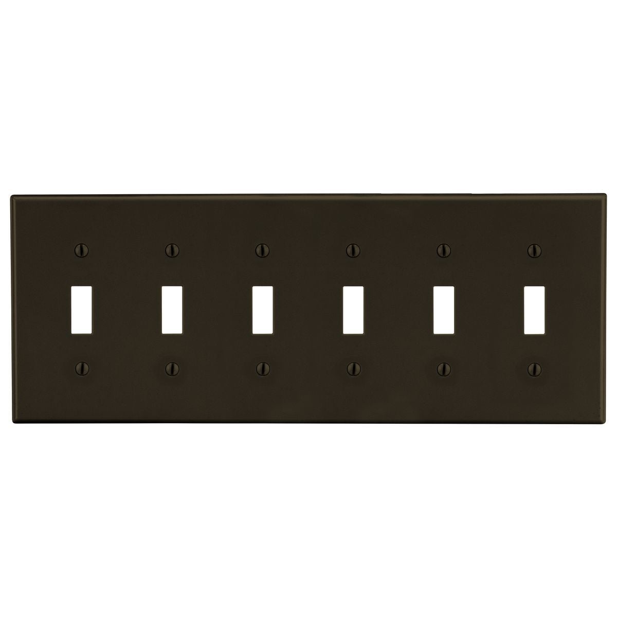 Wallplate, 6-Gang, 6) Toggle, Brown