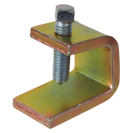 Clamp, I-Beam, Opening Size 7/8 Inch, Width 1-1/4 Inch, Thickness 3/8 Inch, Design Load 1,650 Pounds, Steel, 3/8 x 1-1/2 Inch Set Screw Included