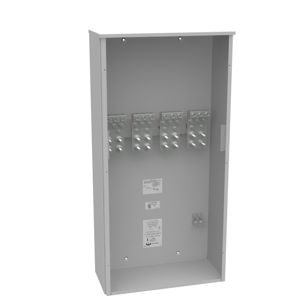 800 Ampere 3 Phase 600 Volt 24in-48in-11in Painted Steel Lift Off Screw Front .5-13 Studs 3 Lugs Per Landing 4-600kcmil 10k Ampere Interrupting Capacity No Knockouts