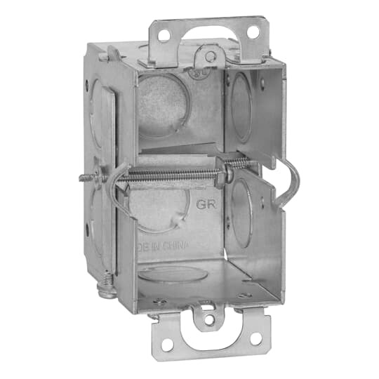 Gangable Switch Box, 12.5 Cubic Inches, 3 Inches Long x 2 Inches Wide x 2-1/2 Inches Deep, 1/2 Inch Knockouts, Pre-Galvanized Steel, Tiger Grip, and Ears Flush, For use with Conduit, pack of 25