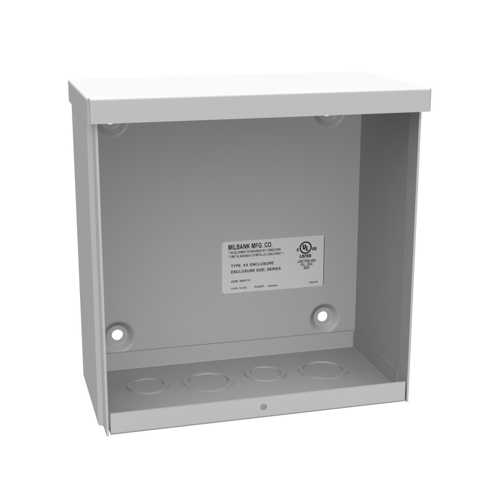 8x4x8 Screw Cover Type 3R UL Listed Steel Knockouts ANSI 61 Gray Quad D Knockout for Lock Emboss Mounting Holes in Back