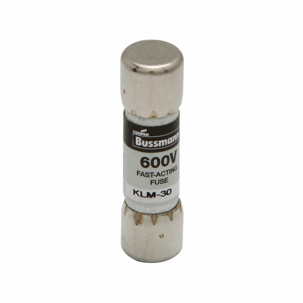 Eaton Bussmann series KLM fuse, LIMITRON Fast-acting fuse, DC Control circuits, DC photovoltaic systems, 0.2 A, Non-indicating, 50 kAIC at 600 Vdc,100 kAIC at 600 Vac, Melamine tube,Nickel-plated bronze endcap, Standard, 600 V, 600 Vdc