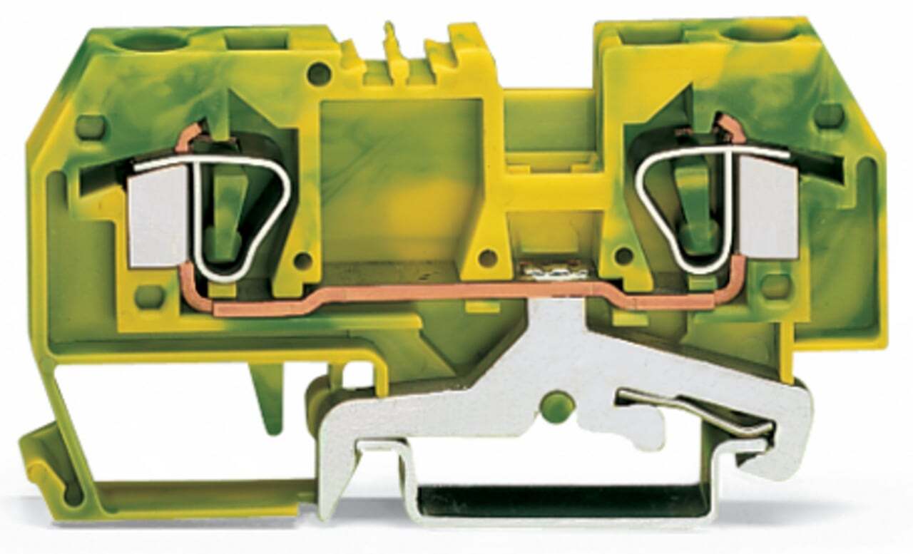 2-conductor ground terminal block; 6 mm; center marking; for DIN-rail 35 x 15 and 35 x 7.5; CAGE CLAMP; 6,00 mm; green-yellow