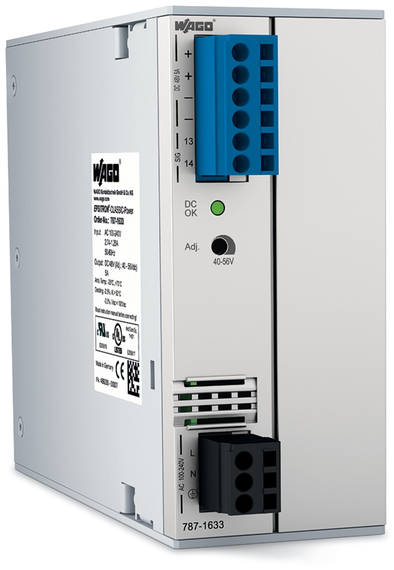 Switched-mode power supply; Classic; 1-phase; 48 VDC output voltage; 5 A output current; TopBoost; DC OK contact