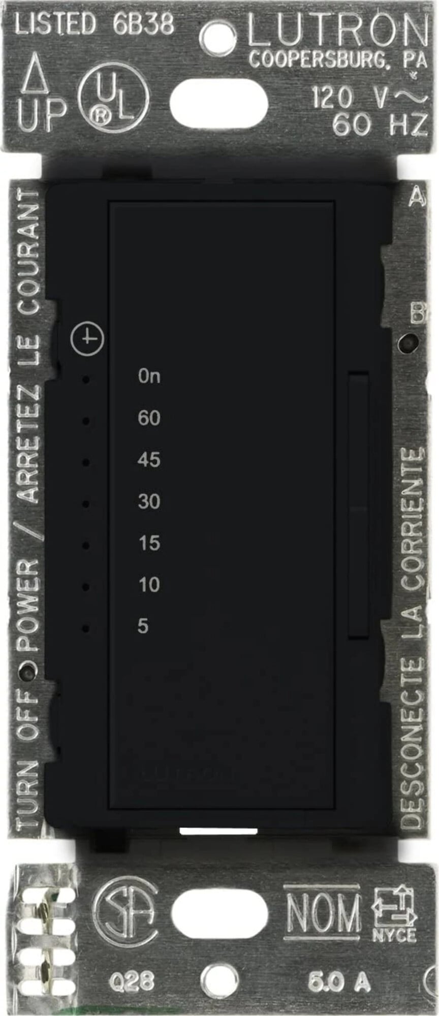 Maestro Countdown Timer, Multi-location/single-pole, neutral required, 120V/600W/VA (5A) in midnight