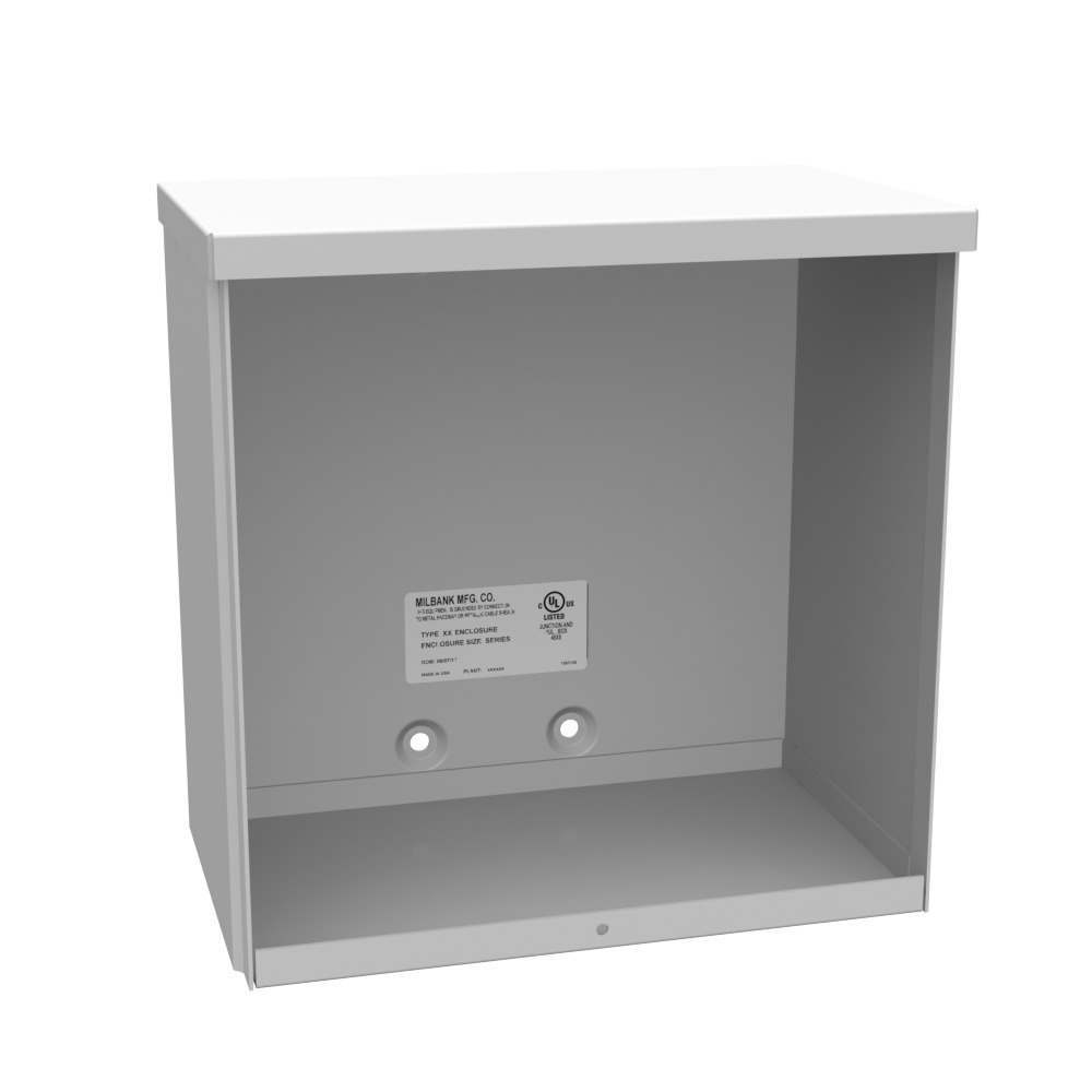 10x6x10 Screw Cover Type 3R UL Listed Steel No Knockouts ANSI 61 Gray Quad D Knockout for Lock Emboss Mounting Holes in Back