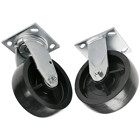 Casters, Two (2) Swivel and Two (2) Rigid 6" with 2000 Pound Capacity. Caster bolt pattern 2-7/8" x 3-1/4". Polyolefin-injected molded hard casters: stain-resistant, chemical-resistant, and non-marking.