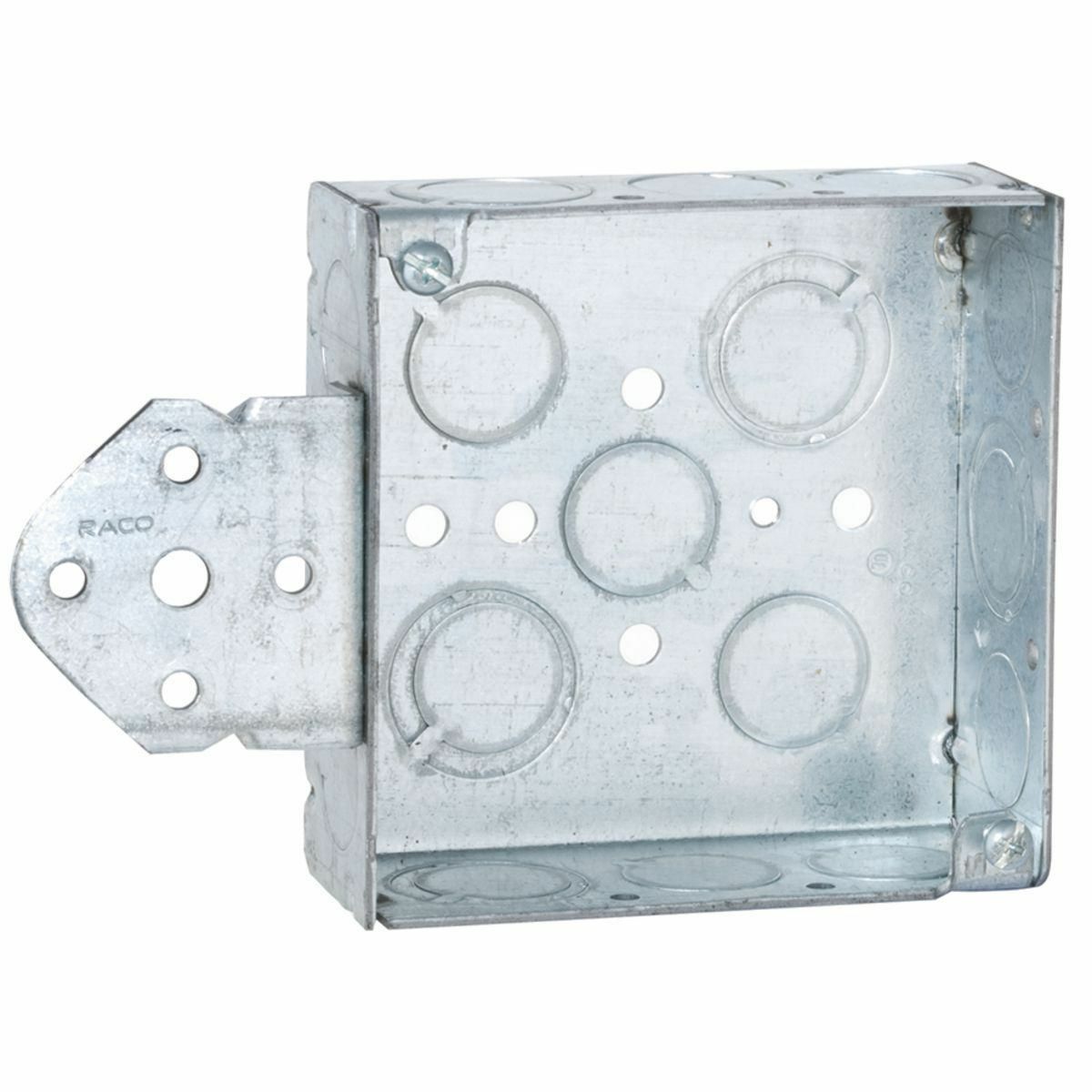 4 In. Sq. Brkt. Box, 1-1/2 In. Deep - Welded with Conduit KO's, 600V, B,Flush