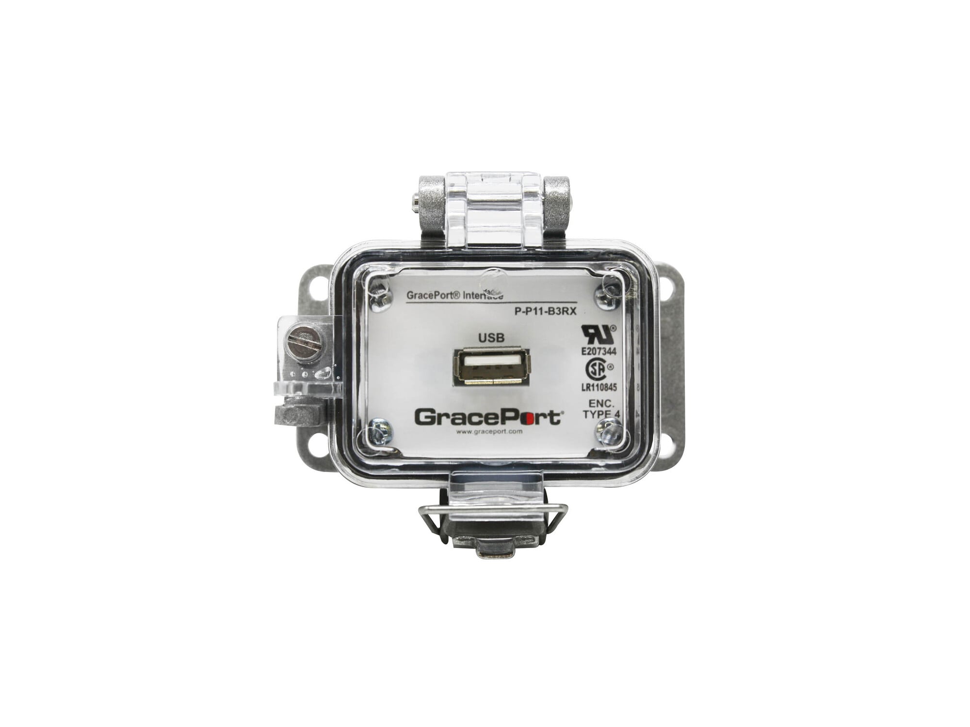 PANEL INTERFACE CONNECTOR WITH DB9 SERIAL (COMPUTER INSIDE ENCLOSURE), CATEGORY 5E RJ45 [QTY 2], PANEL MOUNT HOUSING, UL TYPE 4X, DUPLEX OUTLET, NO CIRCUIT BREAKER