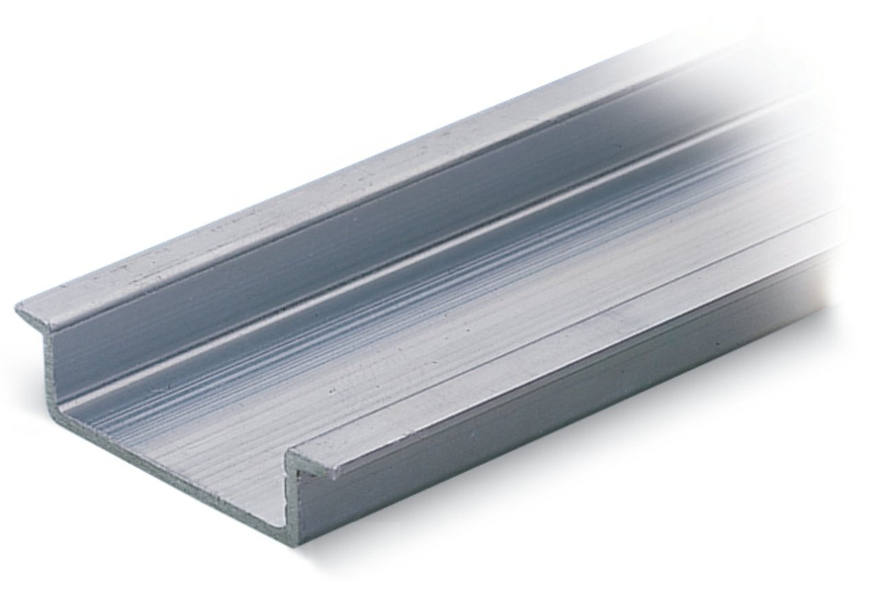 Aluminum carrier rail; 35 x 8.2 mm; 1.6 mm thick; 2 m long; unslotted; similar to EN 60715; silver-colored