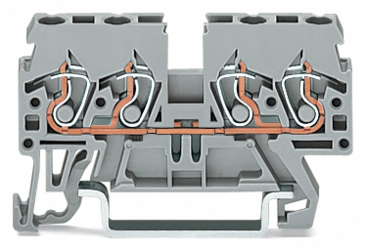 4-conductor through terminal block; 2.5 mm; side and center marking; for DIN-rail 35 x 15 and 35 x 7.5; CAGE CLAMP; 2,50 mm; gray