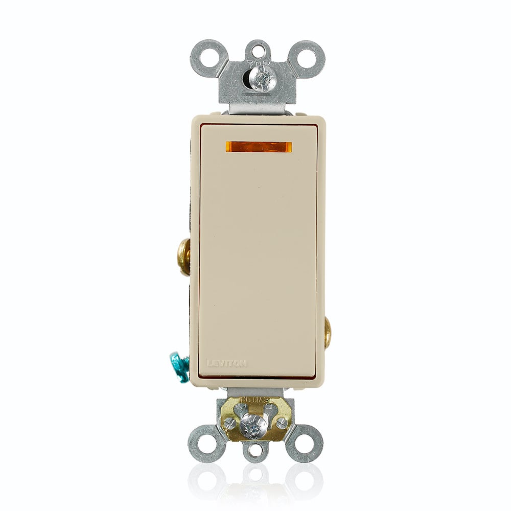 20-Amp 120-Volt Decora Plus Rocker Lighted Handle, Illuminated OFF Single-Pole AC Quiet Switch, Ivory