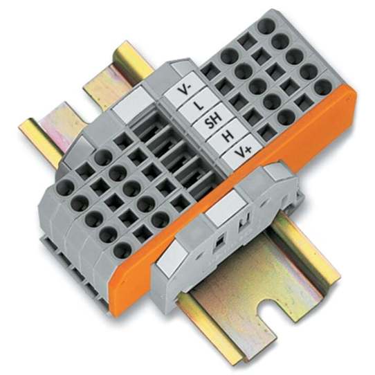 Multi port device tap; 2 trunk cables (input, output); 2 drop cables