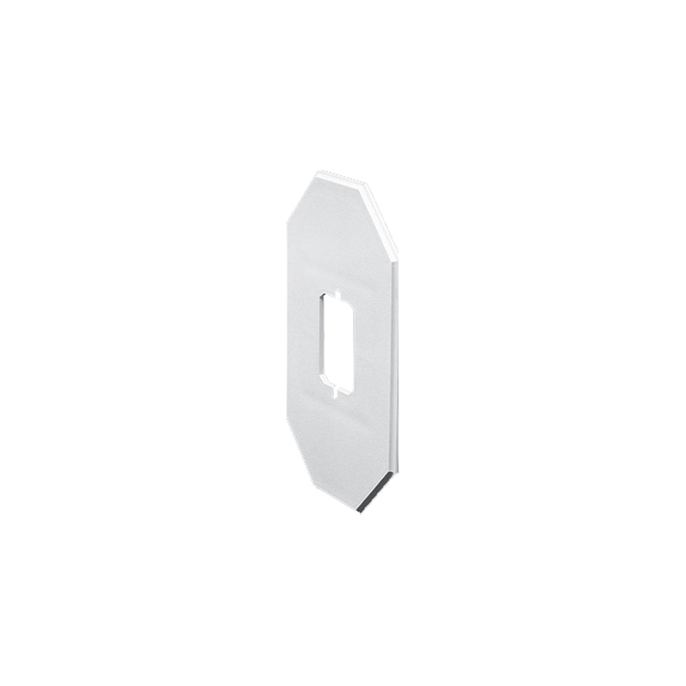 Works on all siding types. Before or after siding is up. Textured paintable surface. NM cable connector provided. 6-1/2 x 10-1/2 mounting surface.