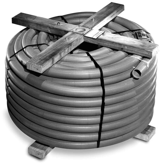 2-1/2 Inch P and C Flex Gray Non-Metallic Corrugated Flexible Conduit On Edge Brace Reel, Length - 250 Feet