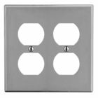Hubbell Wiring Device Kellems, Wallplates and Box Covers, Wallplate,Non-Metallic, 2-Gang, 2) Duplex, Gray