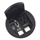 Hubbell Wiring Device Kellems, Delivery Systems, Table Top Boxes, DualService, 1) Outlet, Black